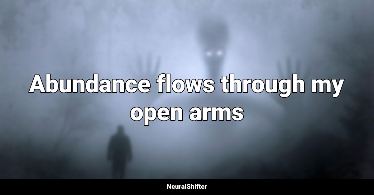 Abundance flows through my open arms