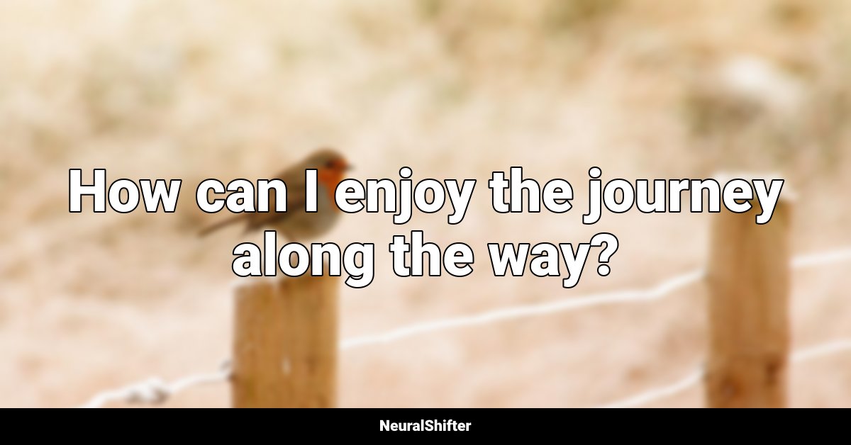 How can I enjoy the journey along the way?