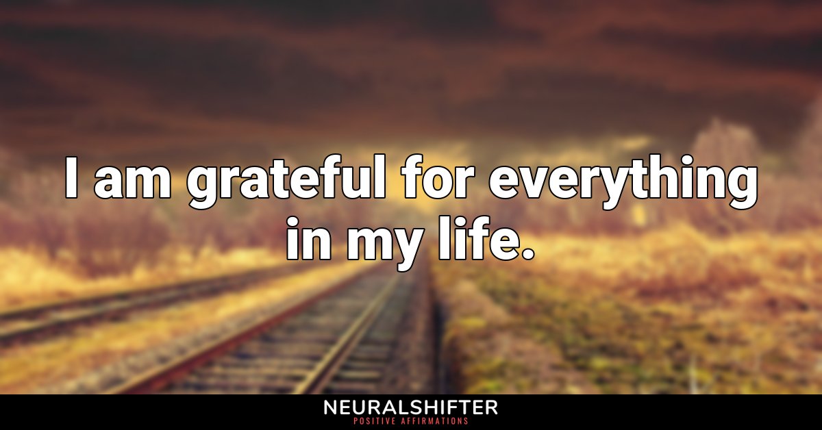 I am grateful for everything in my life.