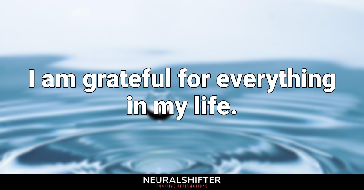 I am grateful for everything in my life.