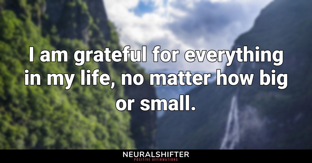 I am grateful for everything in my life, no matter how big or small.