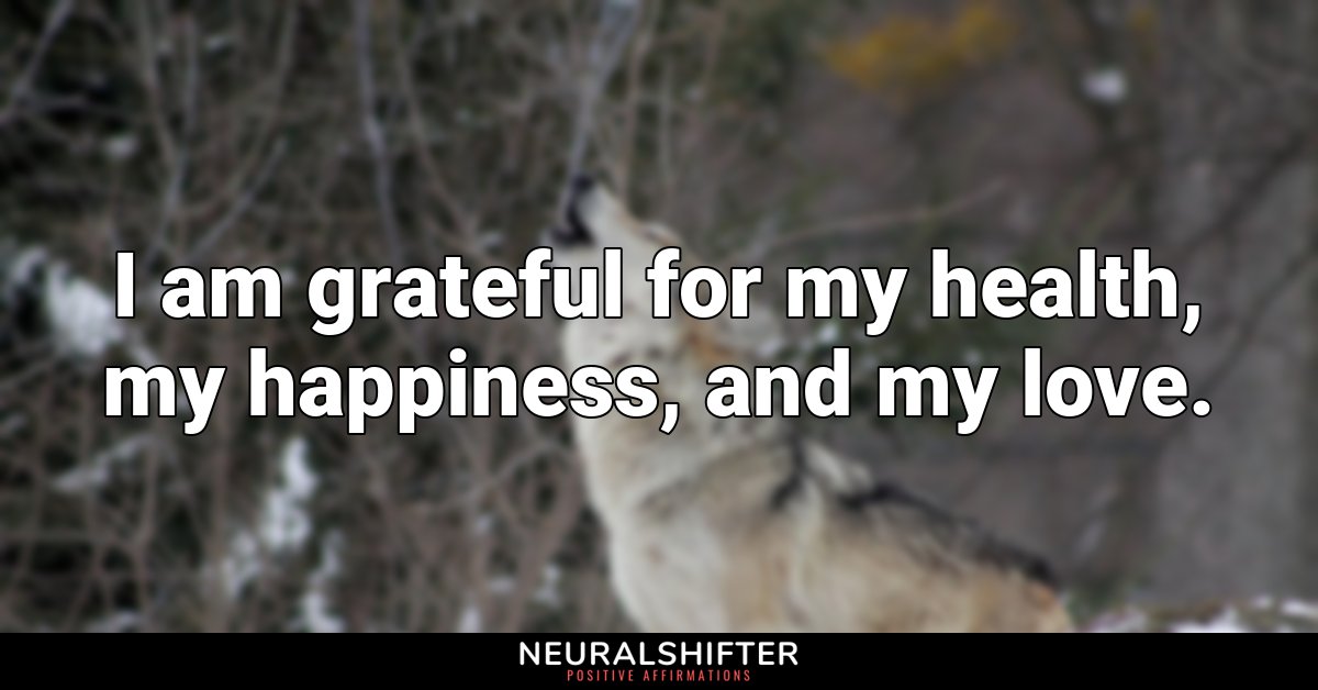 I am grateful for my health, my happiness, and my love.