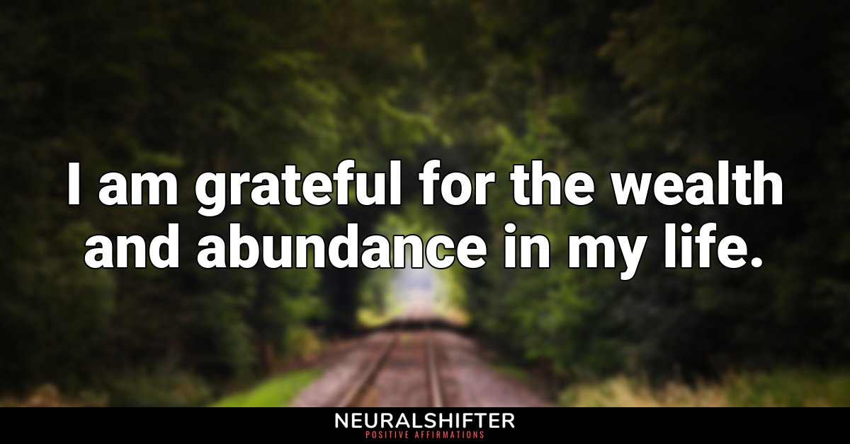 I am grateful for the wealth and abundance in my life.