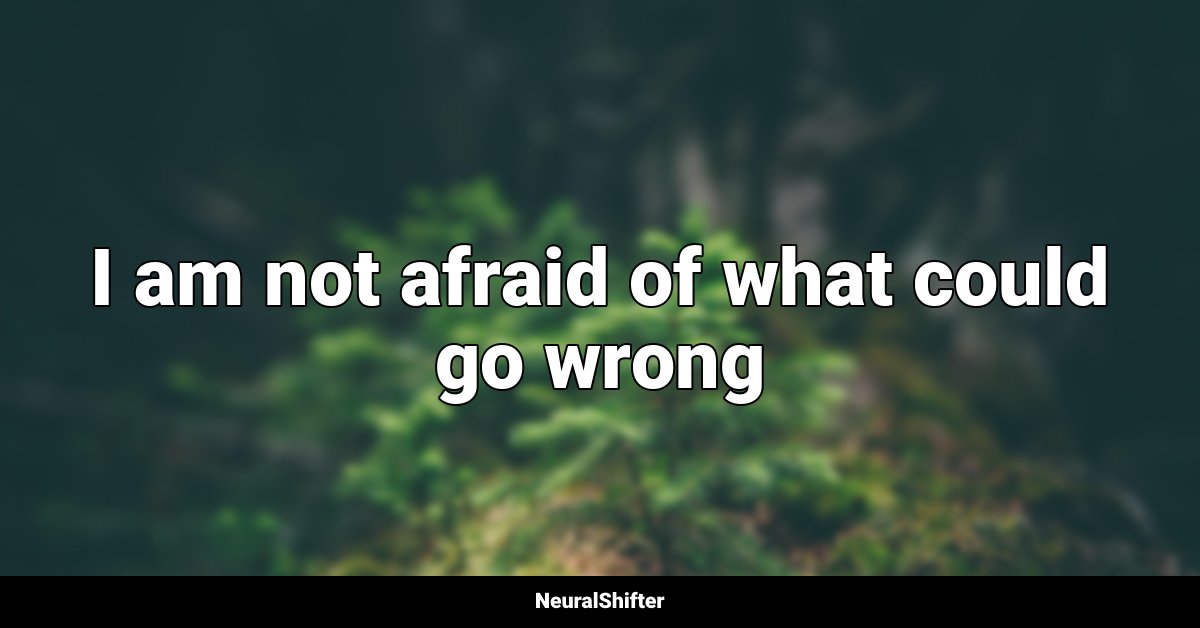I am not afraid of what could go wrong