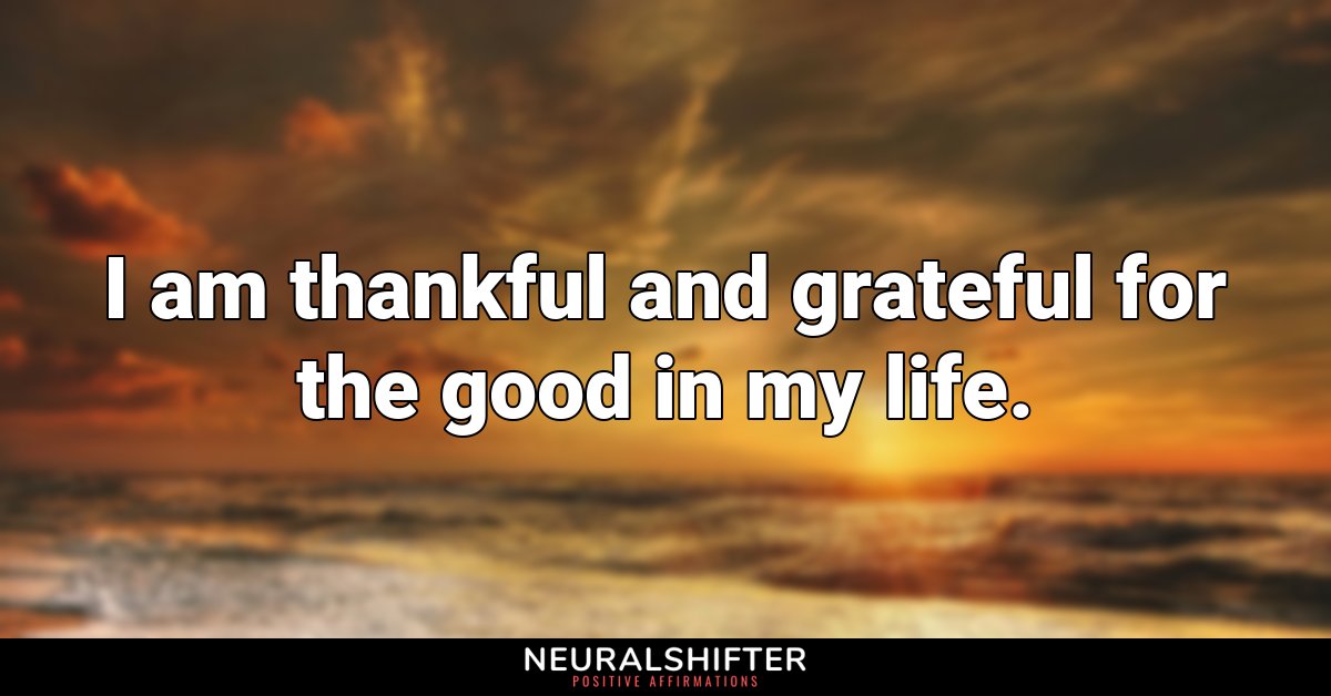 I am thankful and grateful for the good in my life.