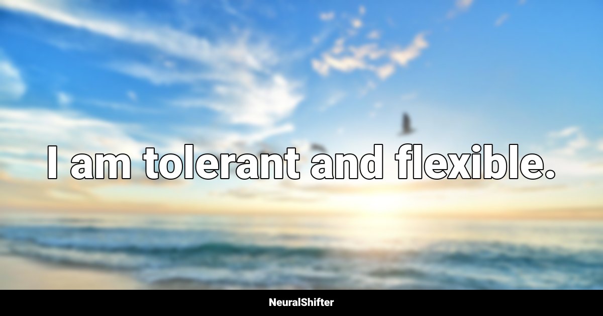 I am tolerant and flexible.