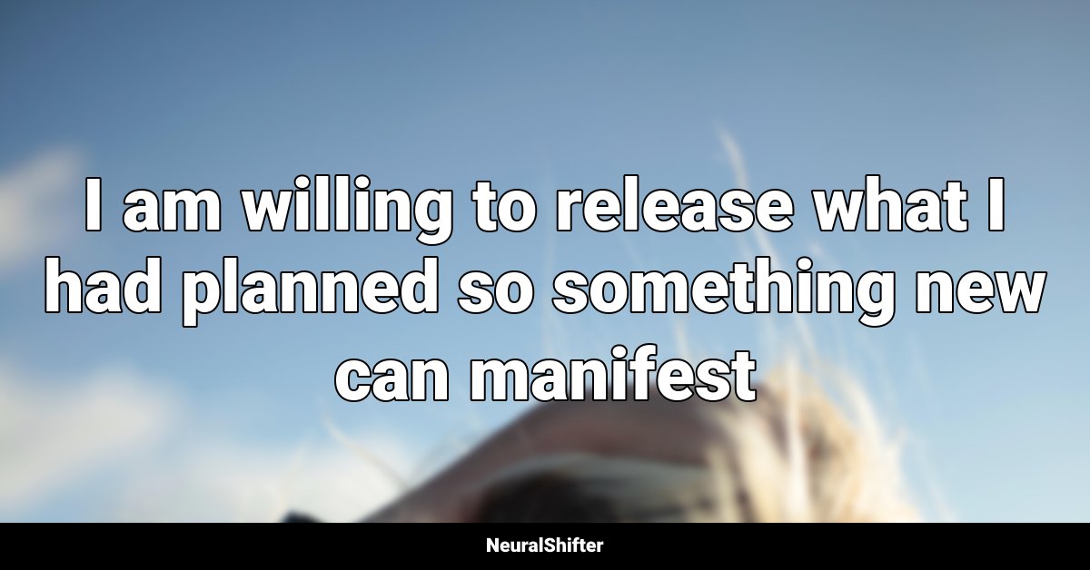 I am willing to release what I had planned so something new can manifest