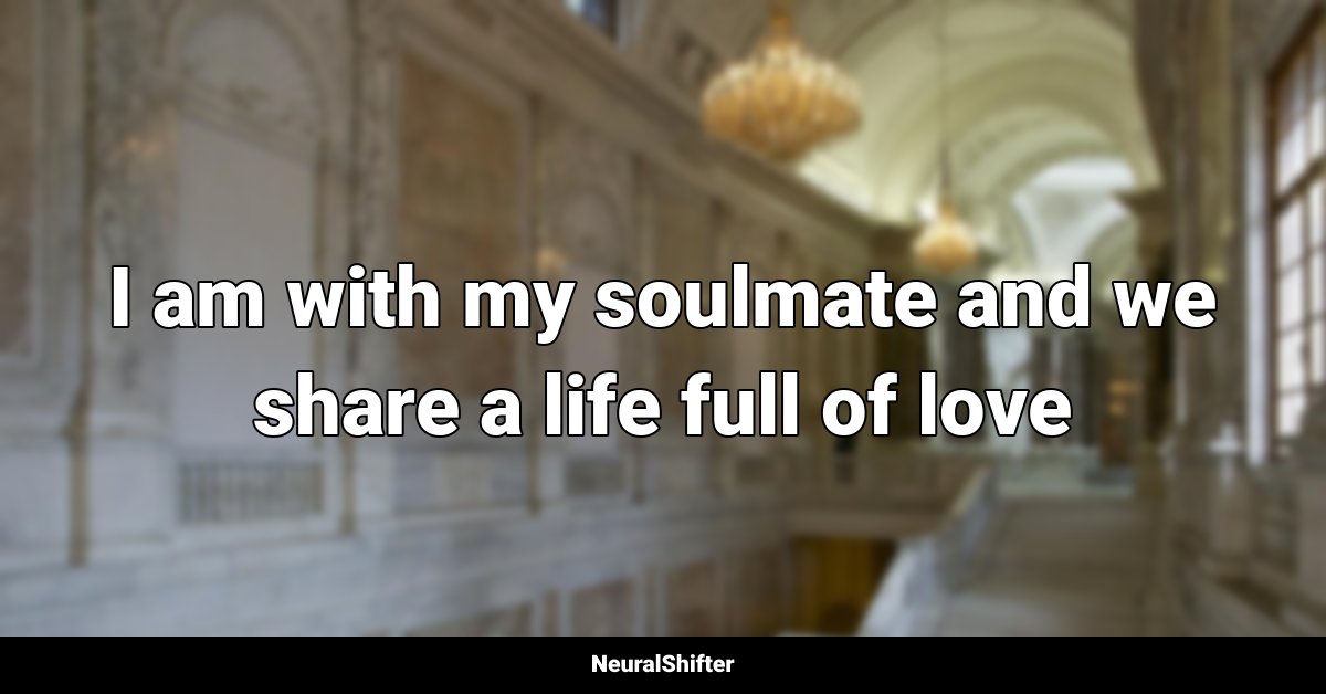 I am with my soulmate and we share a life full of love