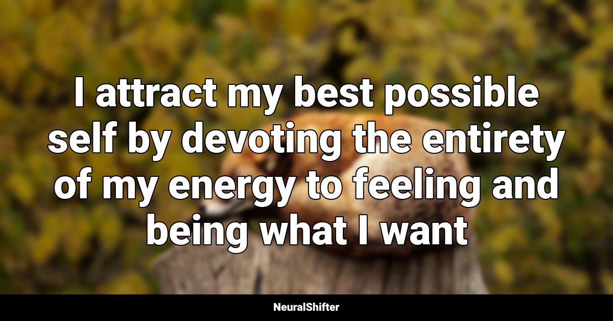 I attract my best possible self by devoting the entirety of my energy to feeling and being what I want