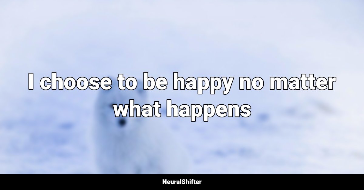 I choose to be happy no matter what happens