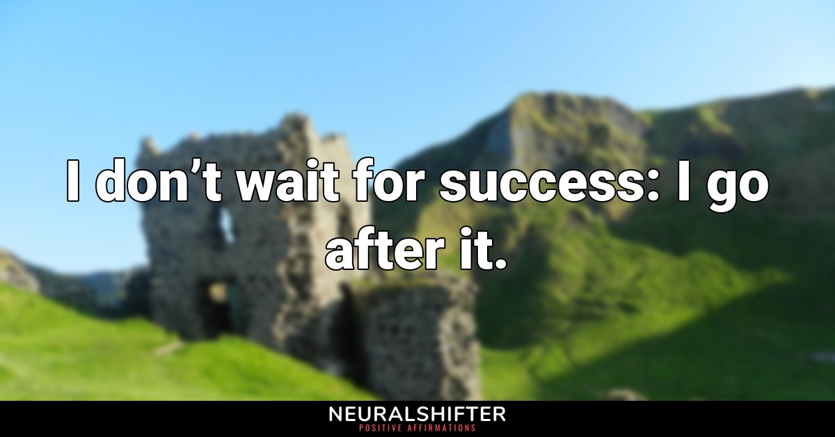 I don’t wait for success: I go after it.