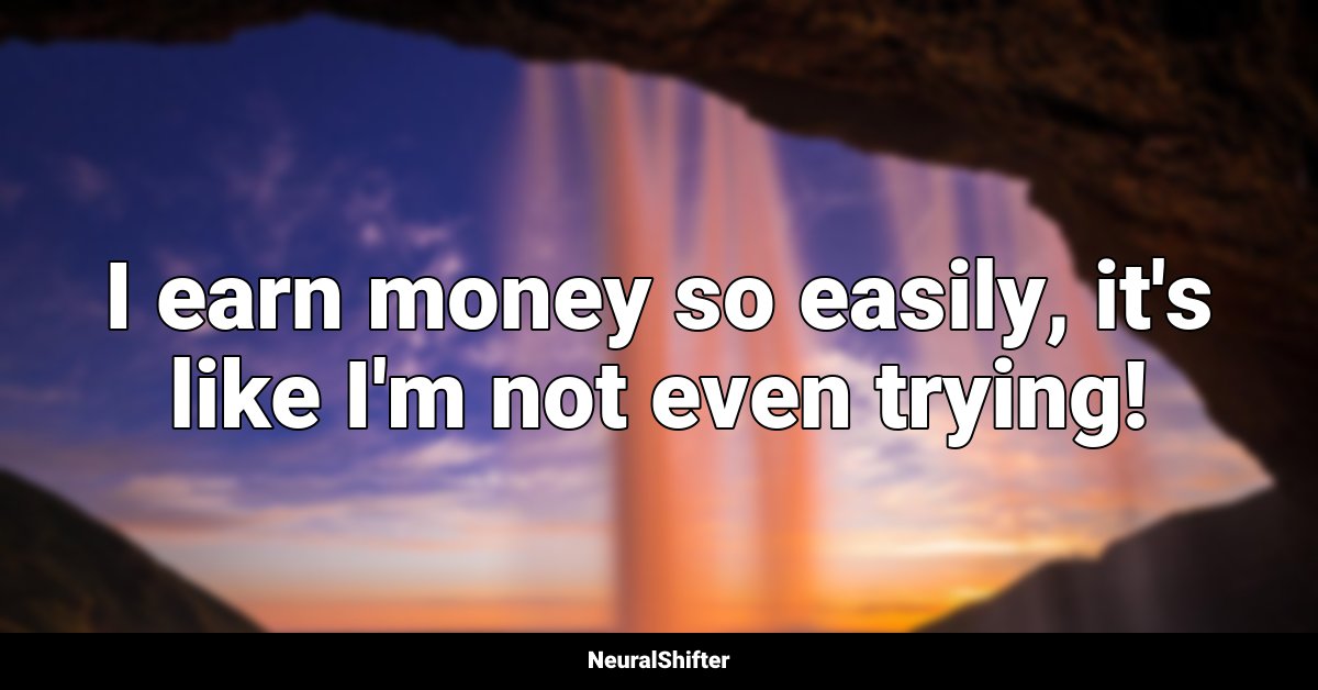 I earn money so easily, it's like I'm not even trying!