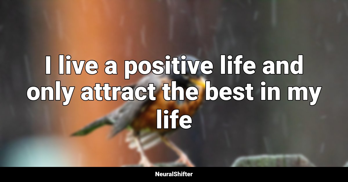 I live a positive life and only attract the best in my life