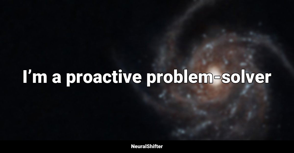 I’m a proactive problem-solver