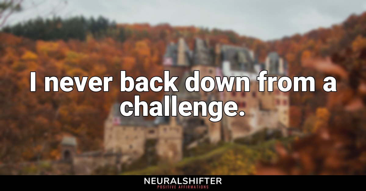 I never back down from a challenge.