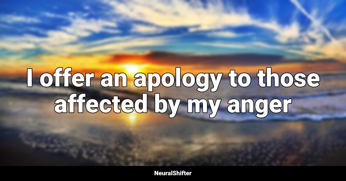 I offer an apology to those affected by my anger