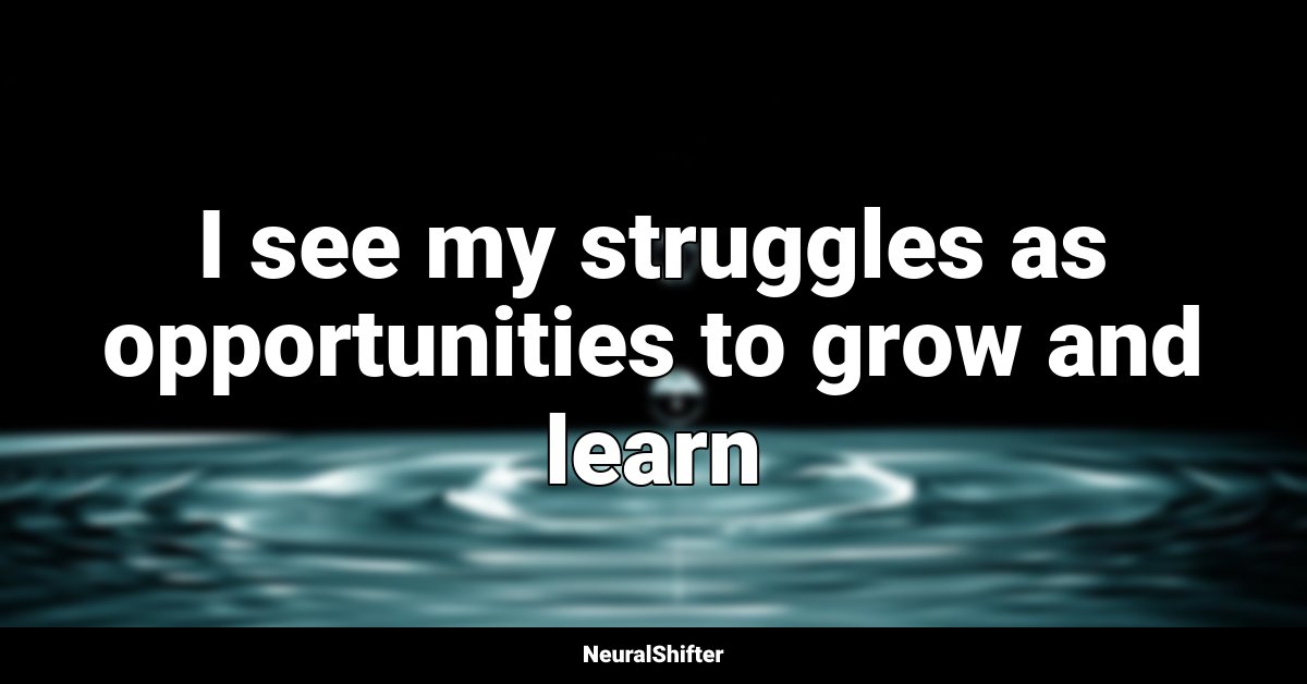 I see my struggles as opportunities to grow and learn