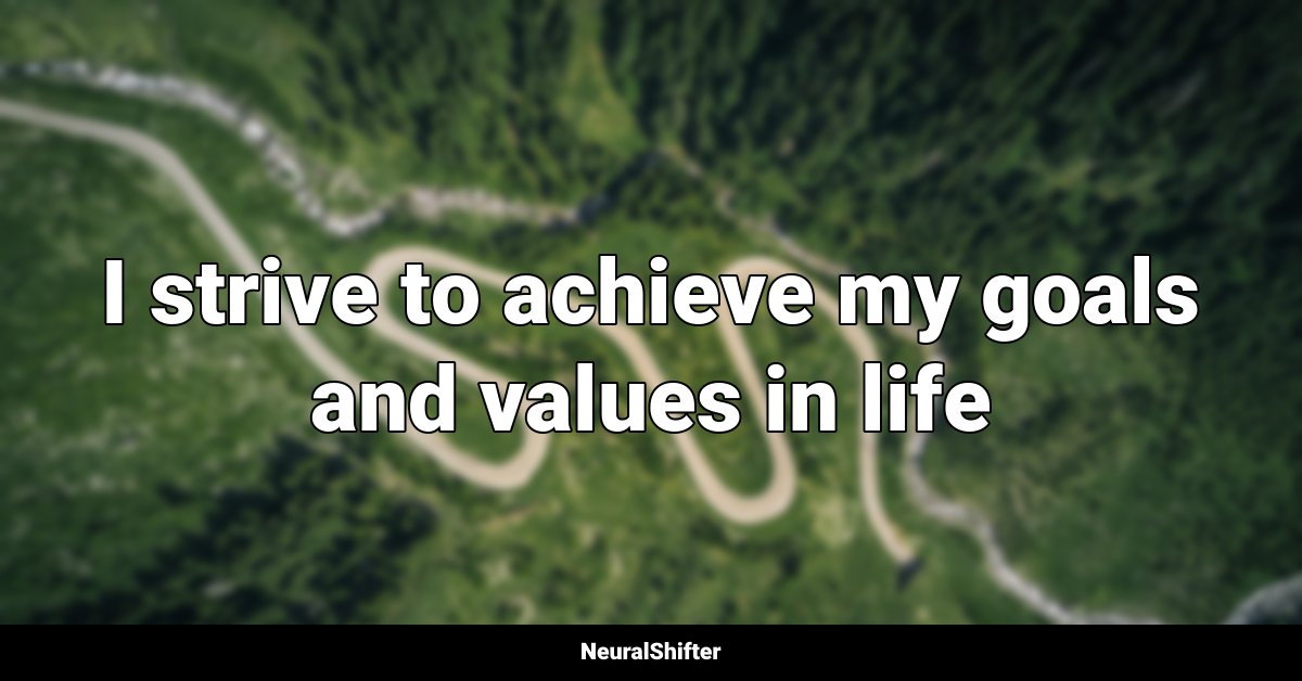 I strive to achieve my goals and values in life