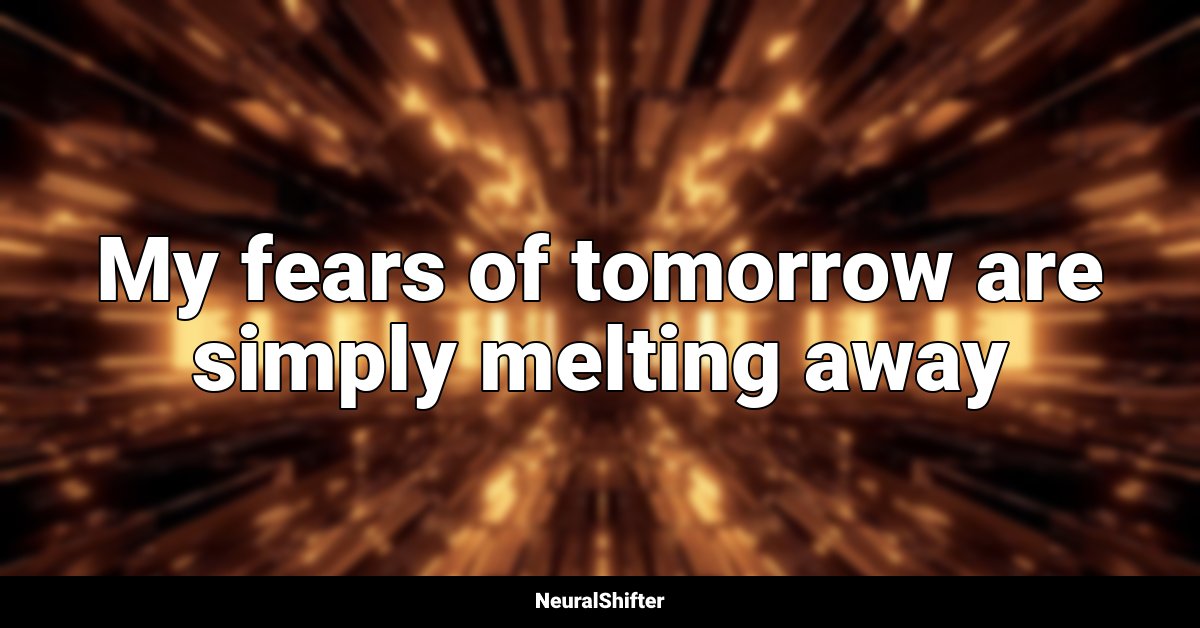 My fears of tomorrow are simply melting away