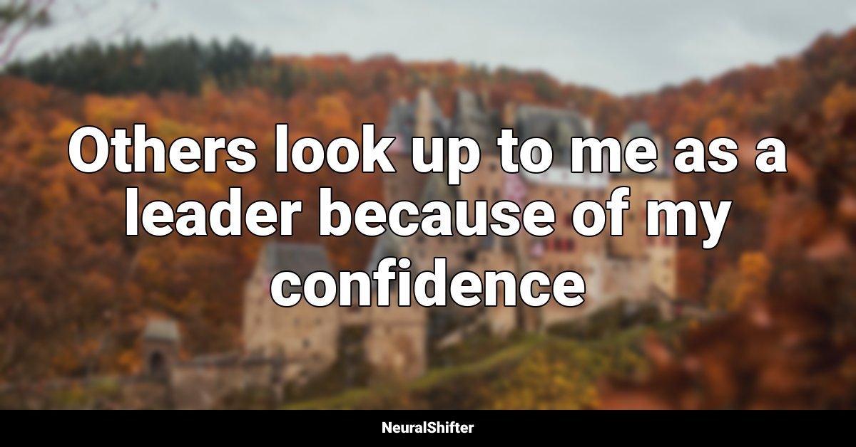 Others look up to me as a leader because of my confidence