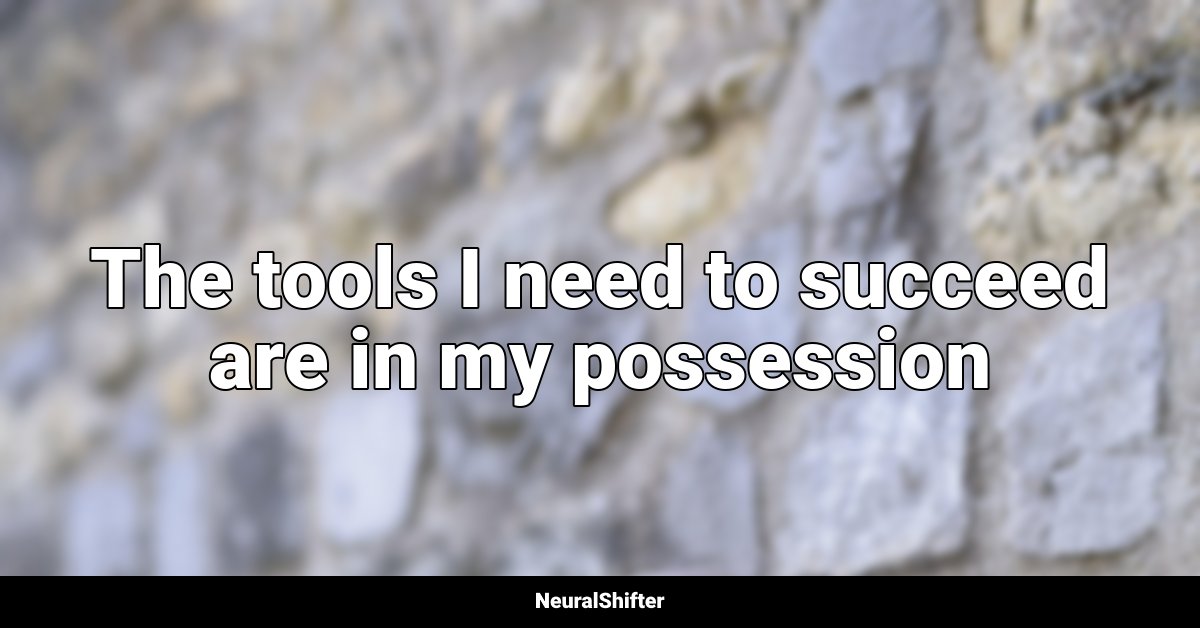 The tools I need to succeed are in my possession