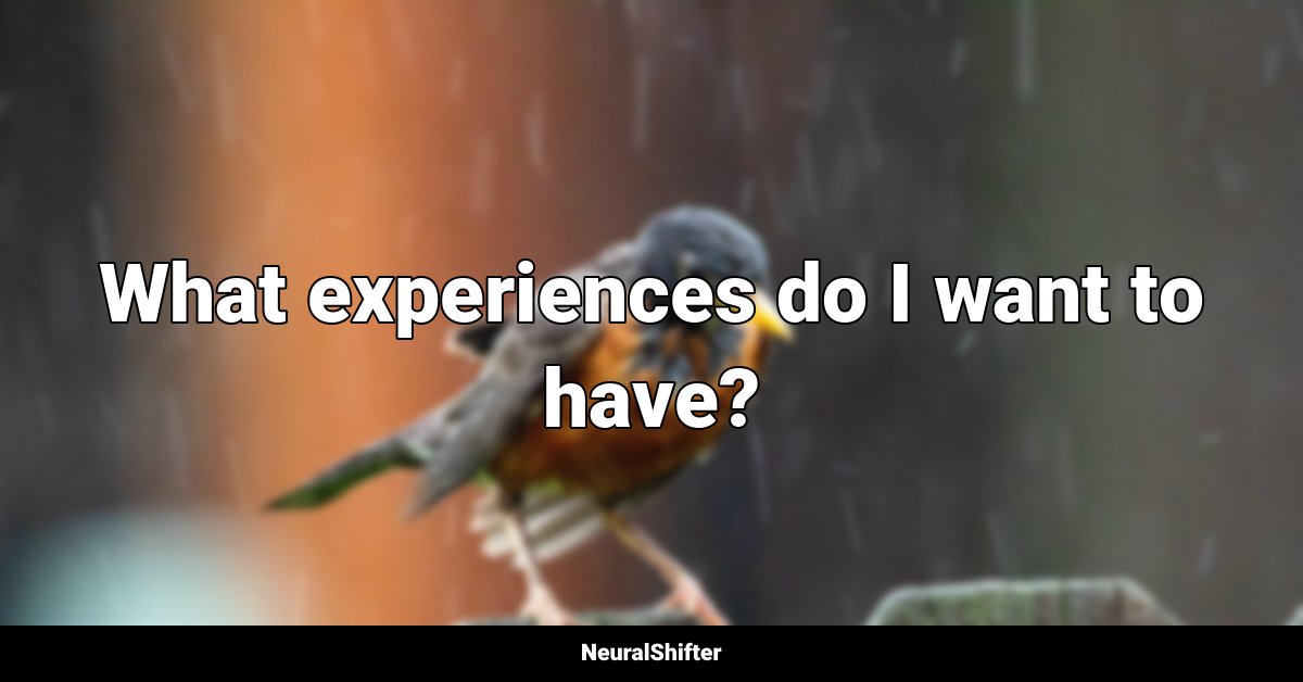 What experiences do I want to have?