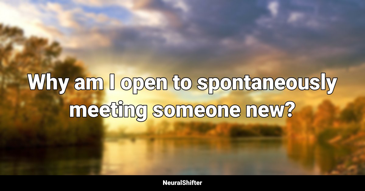 Why am I open to spontaneously meeting someone new?