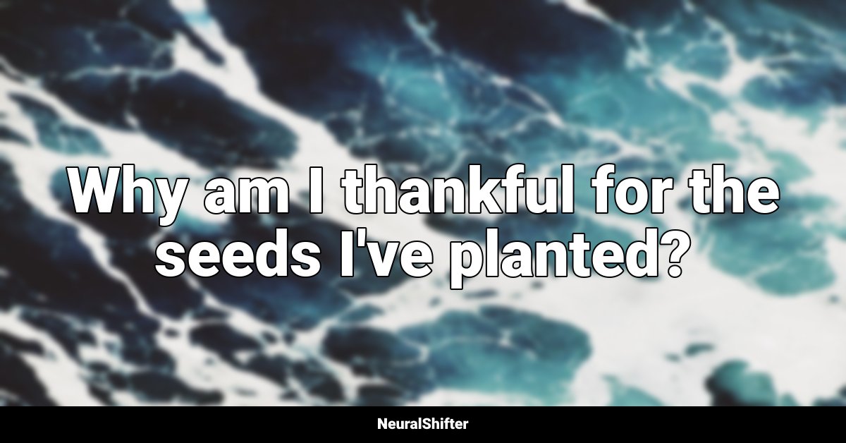 Why am I thankful for the seeds I've planted?