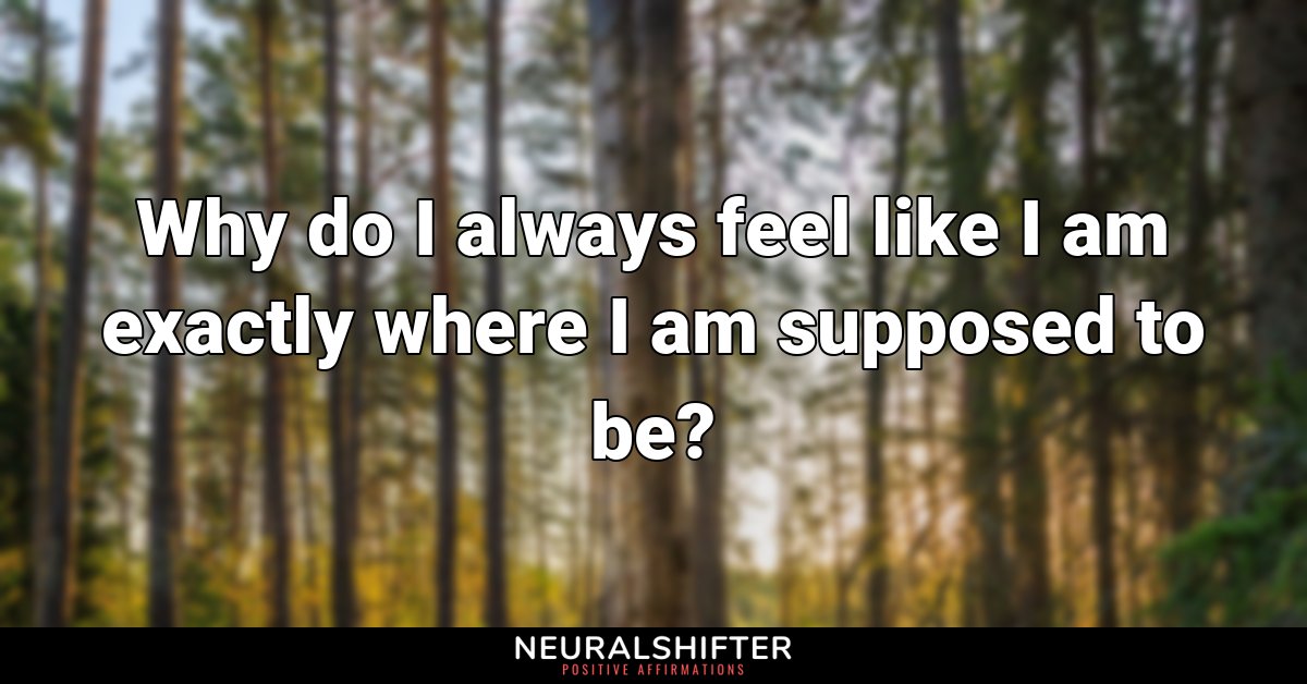 Why do I always feel like I am exactly where I am supposed to be?