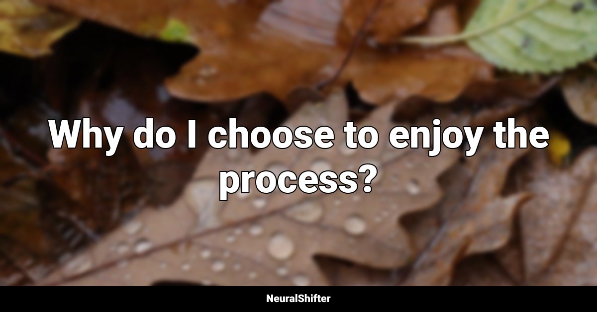 Why do I choose to enjoy the process?