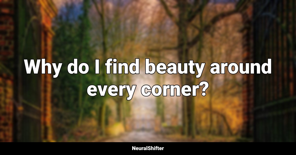 Why do I find beauty around every corner?