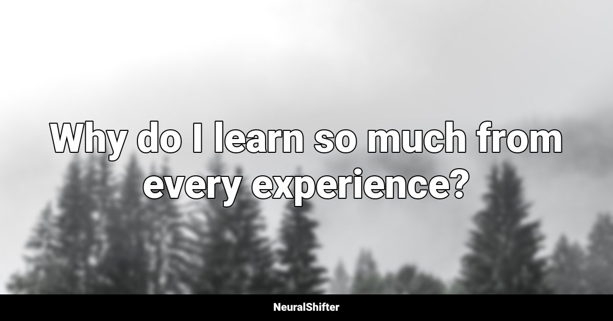 Why do I learn so much from every experience?