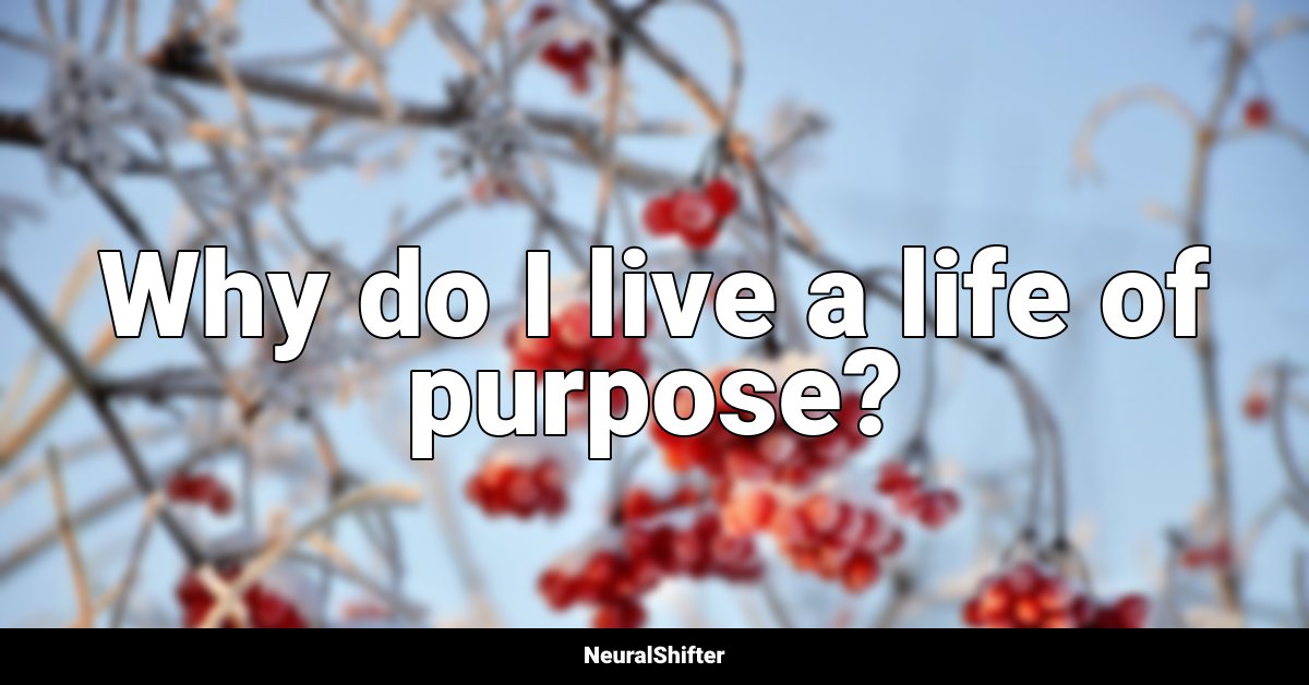 Why do I live a life of purpose?