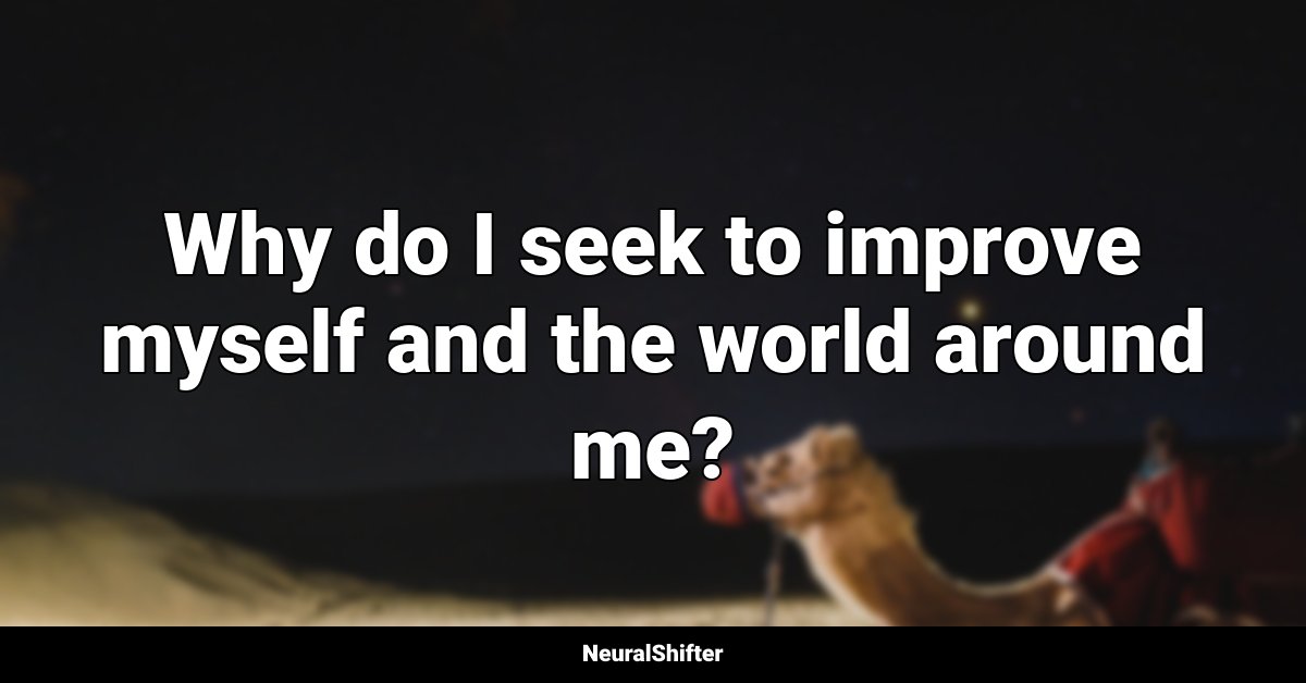 Why do I seek to improve myself and the world around me?