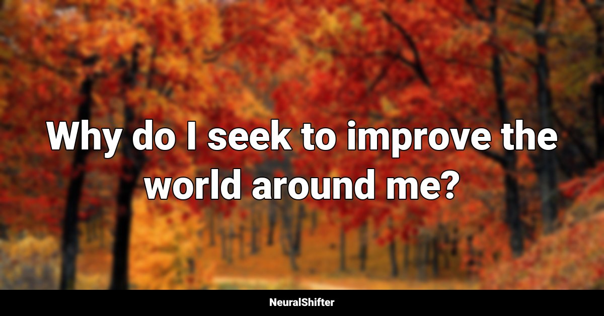 Why do I seek to improve the world around me?