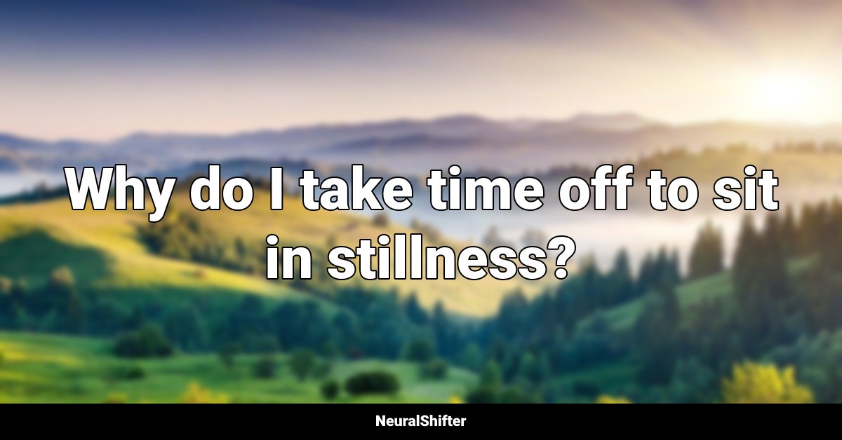 Why do I take time off to sit in stillness?