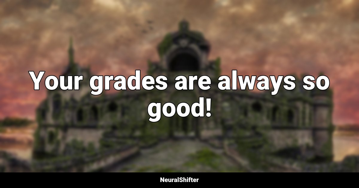 Your grades are always so good!